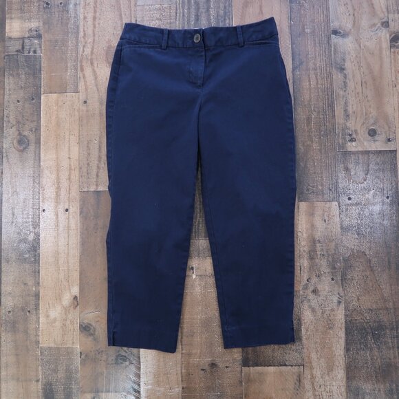 Talbots Size 4 Petite The Perfect Crop Navy Blue Dark Blue Cropped Chino Pants - Picture 2 of 7